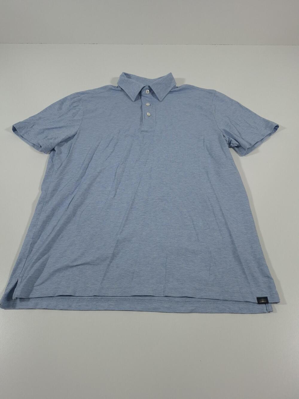 Faherty Movement Polo Shirt Mens M Blue Solid Jersey Stretch Knit Casual